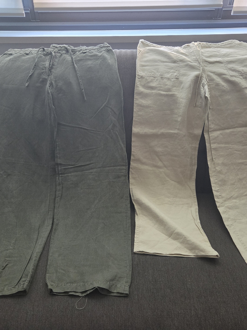 Miss Lili Olive Green Linen Blend Pants with Pink Label